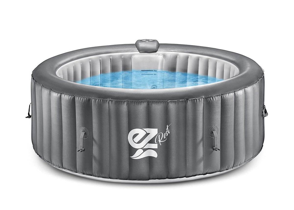 Serenelife Outdoor Portable Hot Tub - 71' X 25' 4-Person Round Inflatable Heated Pool Spa With 100 Bubble Jets, Filter Pump, C