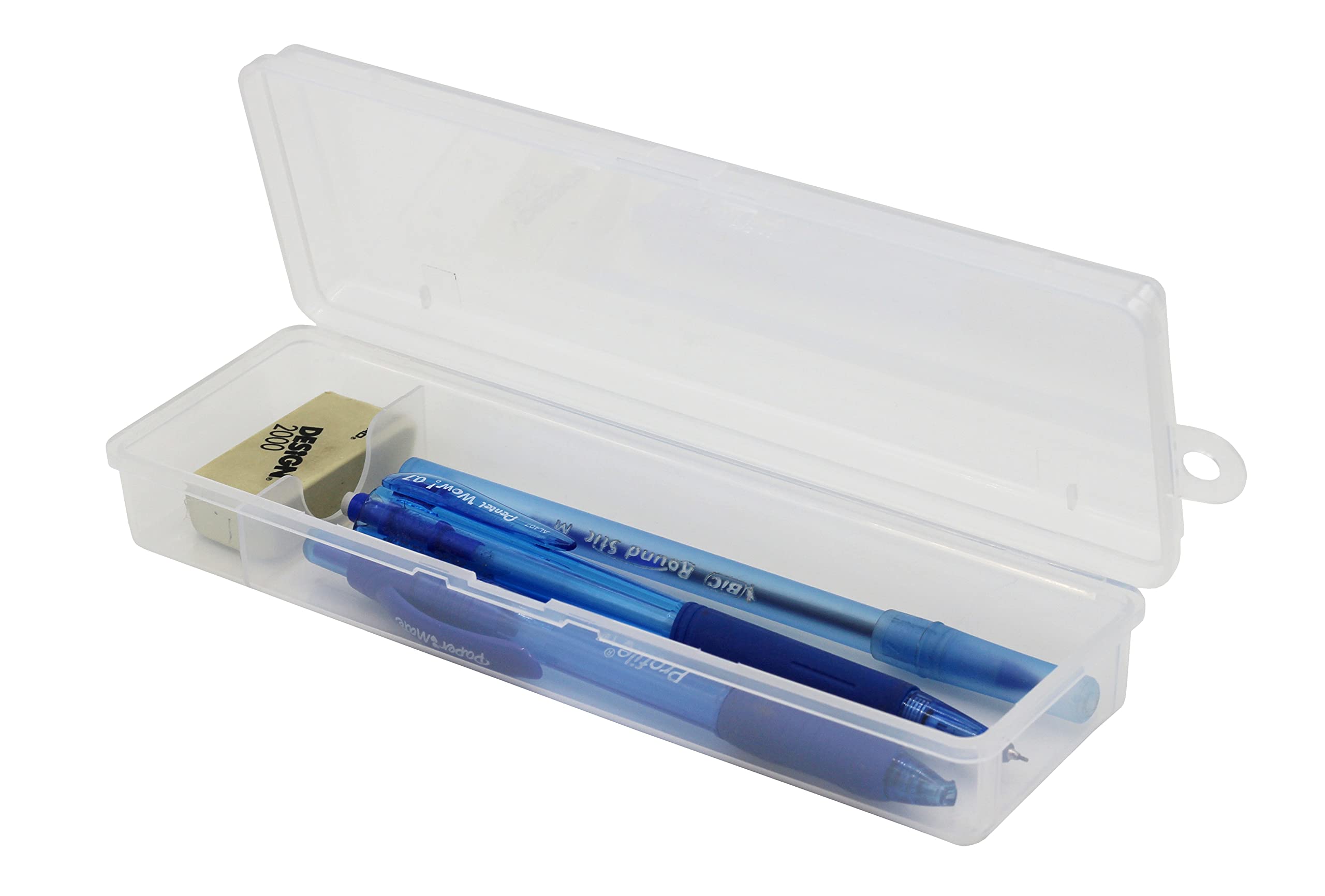 Creative Hobbies Clear Polypropylene Mini Storage Box With Hinged Lid & Snap Closure - For Pencils, Pens, Drill Bits, Office Sup