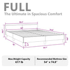 vidaXL Faux Leather Bed Frame Platform Bed, Scandinavian Style/Slats Support/No Box Spring Needed/Without Mattress/Easy Assembly, Black Full Bed