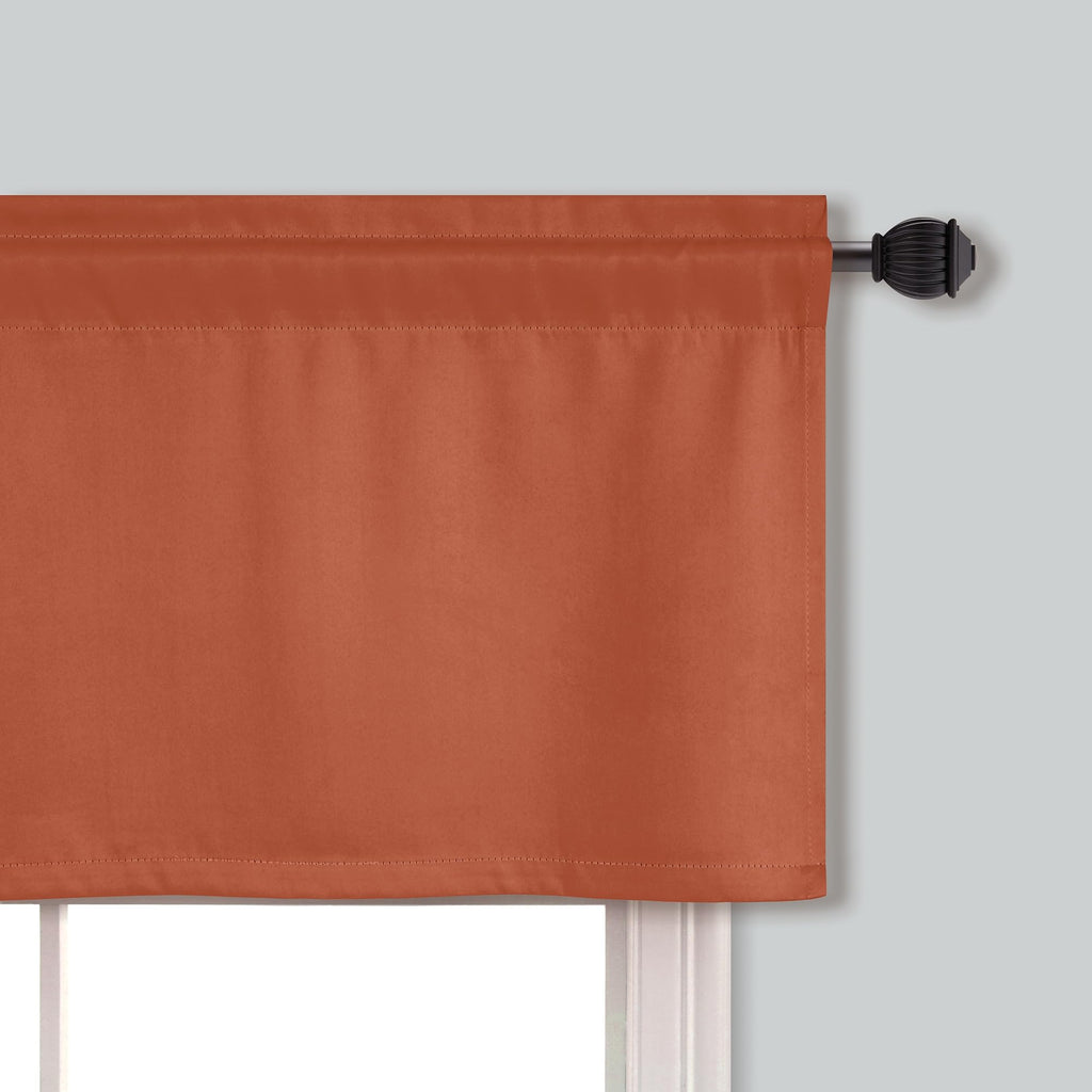 Mrs.Naturall Boho Valance For Kitchen Window,Burnt Orange Fall Curtains For Living Room 2 Panels Set,16 Inch Length