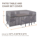 127''L X 84''W X 32''H Outdoor Large Rectangle Table Cover Grey Patio Sectional Covers For Outdoor Furniture 600D Oxford Durable Patio Furniture Covers Rectangle Table And Chairs No Umbrella Hole