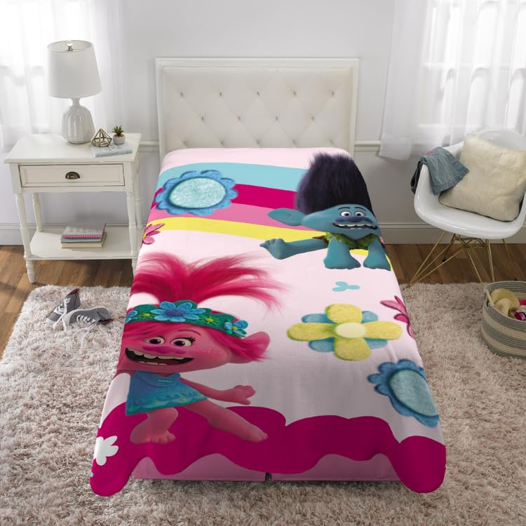 Franco Dreamworks Trolls 2 Kids Bedding Super Soft Plush Micro Raschel Blanket, 62 In X 90 In, (Officially Licensed Product)
