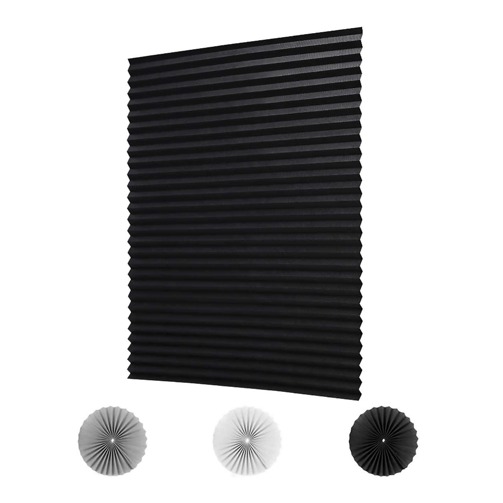 LUCKUP 2 Pack Cordless Light Filtering Pleated Fabric Shade,Easy to Cut and Install, with 4 Clips (48x72 - 2 Pack, Black)