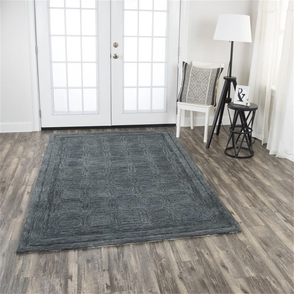 Rizzy Home Alora Decor Emerson 5' X 8' Squares Dk. Grey/Gray/Rust/Blue Hand-Tufted Area Rug