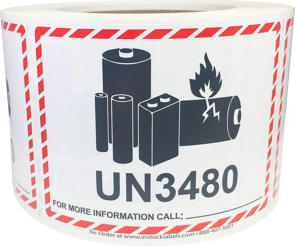 Un3480 Caution Lithium Battery Labels 3.25 X 4.25 Inch 500 Total Stickers For Smaller Packages Only