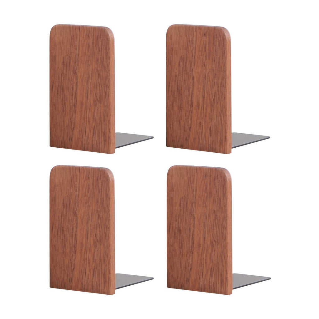 Muso Wood Book Ends for Shelves, Non-Slip Bookends, Heavy Duty Wooden Bookend Support for Books and Movies (Sapele 2 Pairs)