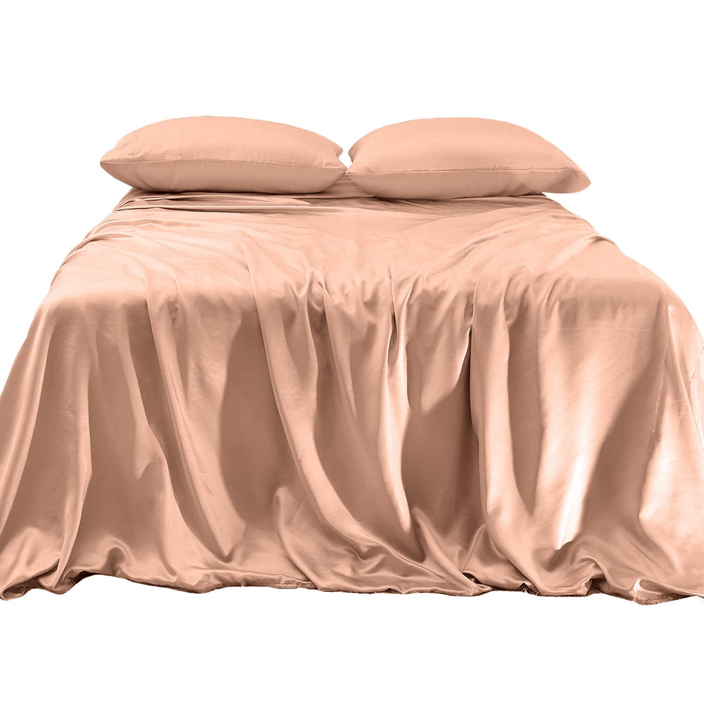 Elegant Comfort Luxurious 4-Piece Silky Satin Sheet Set, Skin And Hair Friendly, Wrinkle, Fade, Stain Resistant With Deep Pockets Fitted Sheet, Cooling Soft Satin Sheet Set, King, Dusty Rose