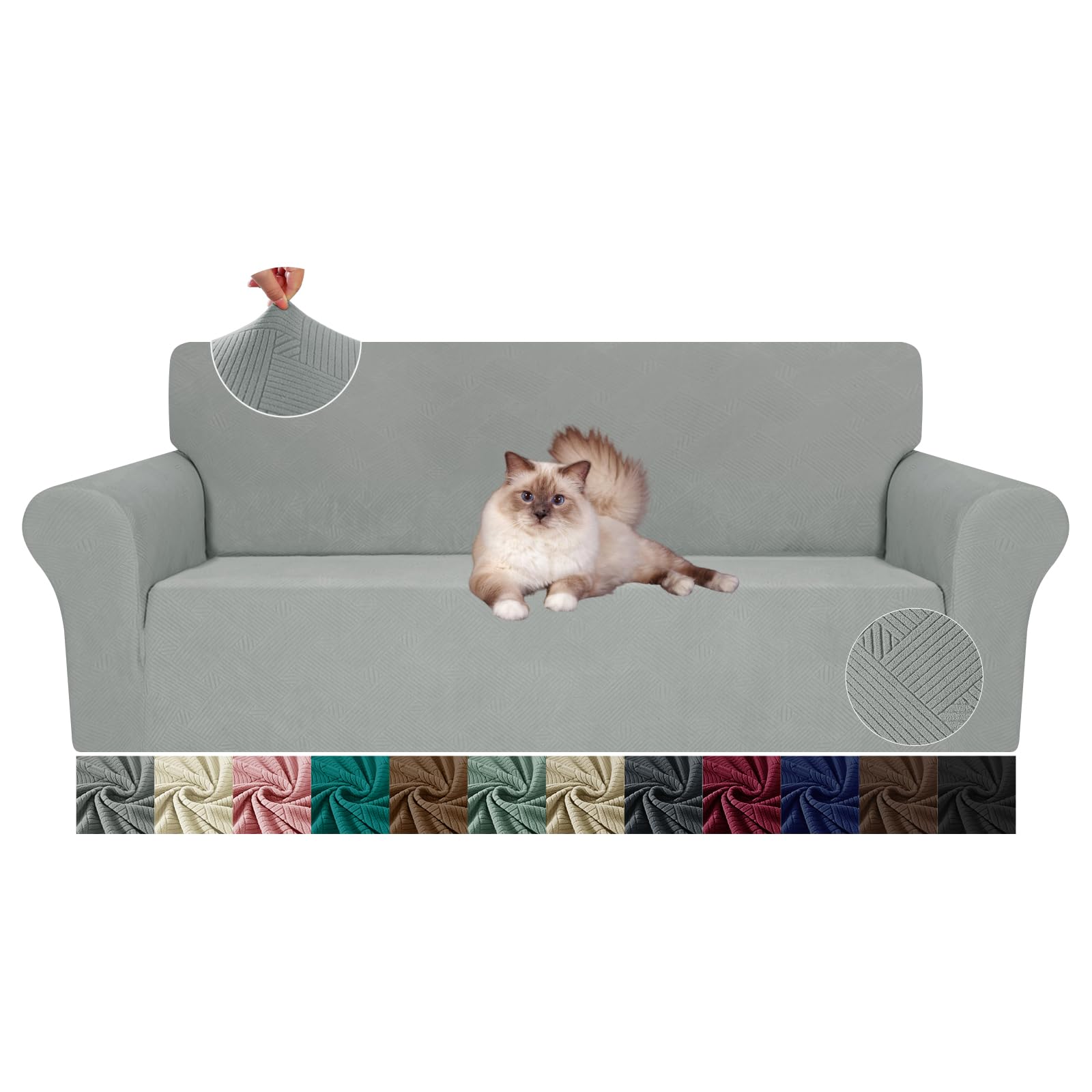 Jiviner 2024 Newest Sofa Slipcover, Stretch 1 Piece Couch Covers For 3 Cushion Couch Jacquard Washable Sofa Covers With Elastic