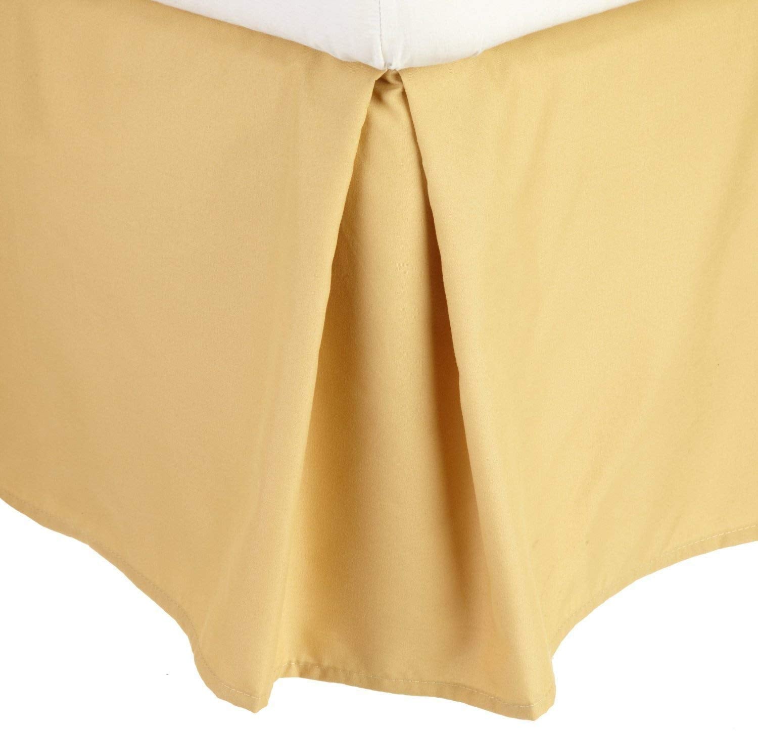 Celine Linen 1500 Premier Wrinkle Resistant Hotel Quality Solid Bed Skirt - Pleated Tailored 14' Drop, Queen, Camel-Gold