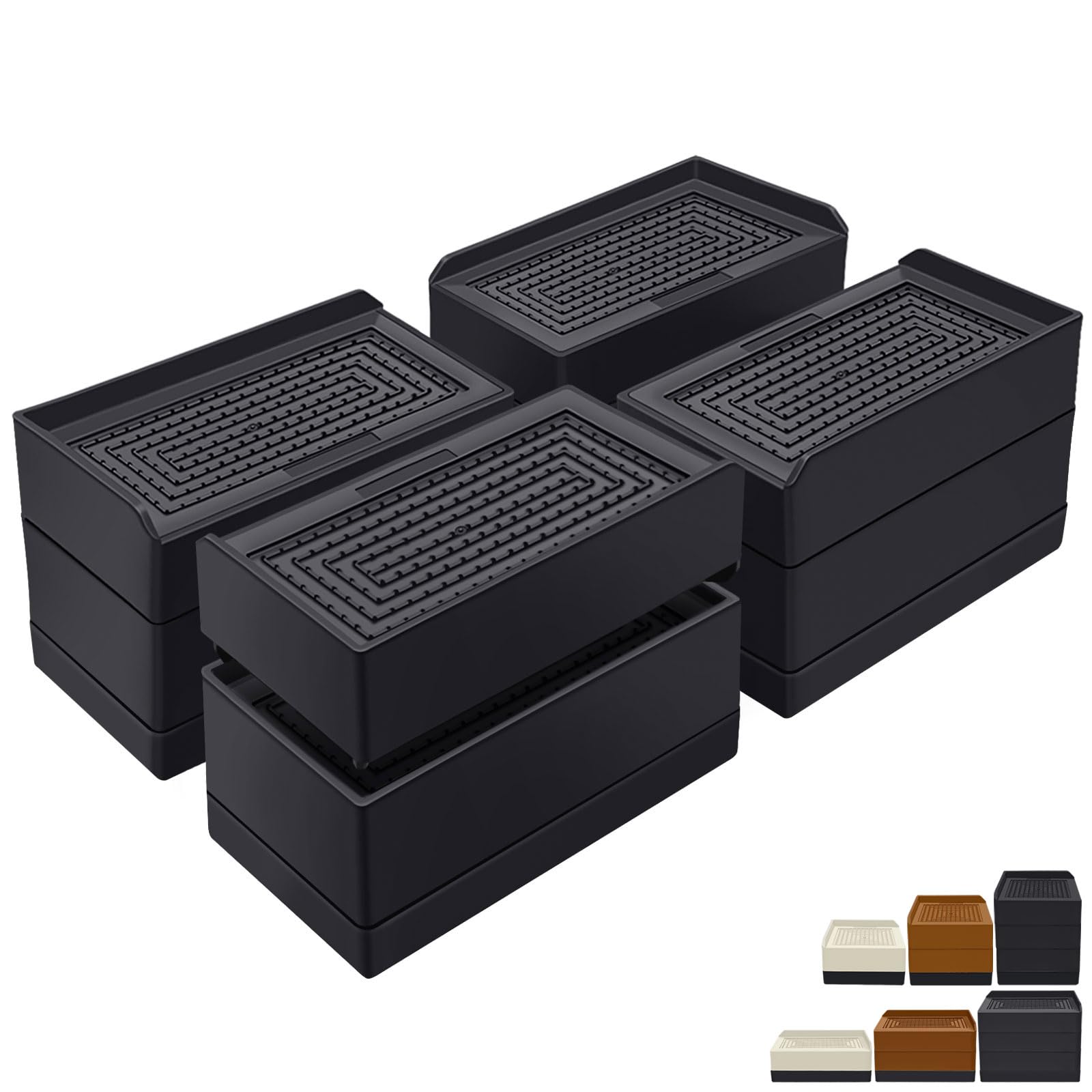 Annkut Rectangle Bed Risers, 3 Inch Heavy Duty Adjustable Furniture Risers For Bed Sofa Table And Couch Lift,Support Up To 1,300