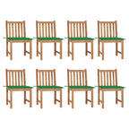 vidaXL 8X Solid Teak Wood Patio Chairs with Cushions Dining Chairs Courtyard Seats Extra Stable Garden Chairs Heavy Wooden Outdoor Seating Sets