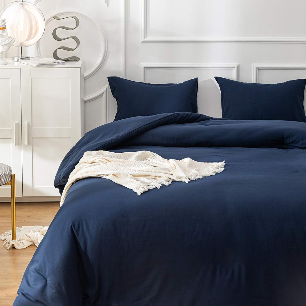 Clothknow Navy Blue Comforter Set Twin Size 3Pcs Dark Blue Bedding Comforter Sets Blue Twin Comforter Navy Blue Comforter Sets K