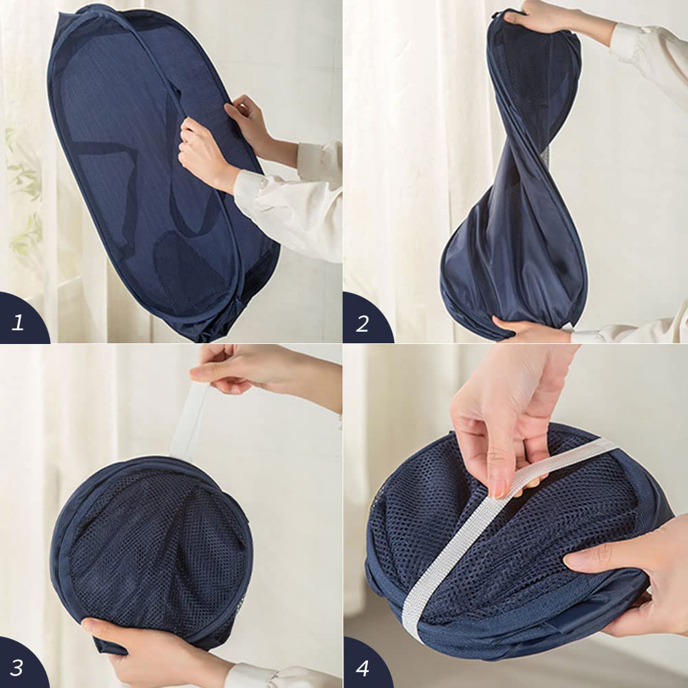 Lateronon 4 Pcs Mesh Popup Laundry Hamper, Opening Laundry Basket,Popup Laundry Basket With Durable Handles,Foldable Pop-Up Mesh