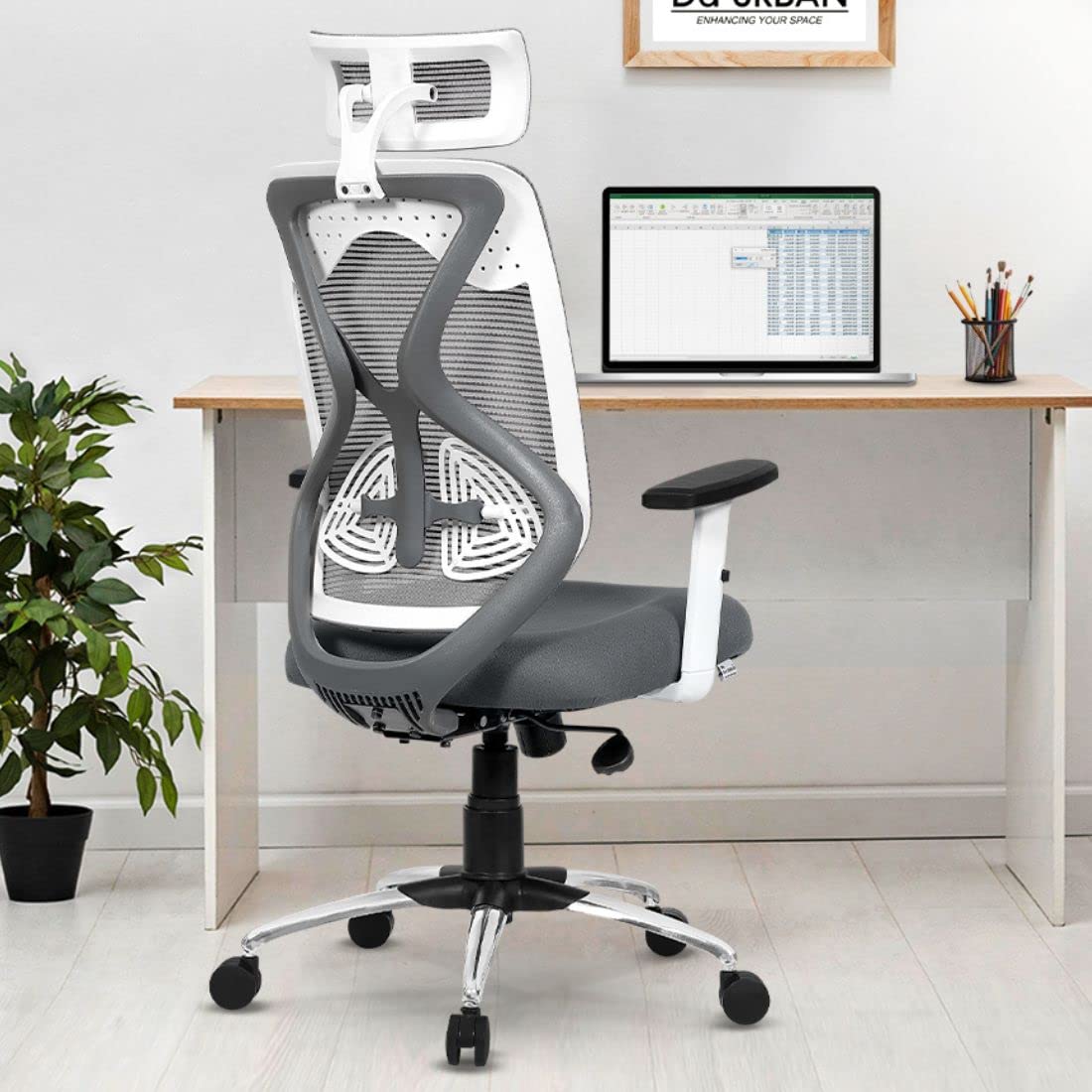 Da Urban Merlion Office Chair,High Back Mesh Ergonomic Home Office Desk Chair With 3 Years Warranty, Adjustable Armrests,Adjusta
