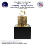 12'' X 12'' X 9'' Acrylic Display Riser Box With One Open Side No Lid Glossy Black Versatile Square Merchandise Storage Bin Or R
