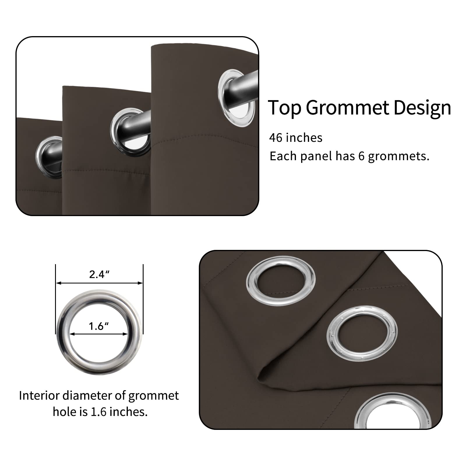 Easy-Going Blackout Curtains For Bedroom, Solid Thermal Insulated Grommet And Noise Reduction Window Drapes, Room Darkening Curtains For Living Room, 2 Panels(46X63 In, Taupe)