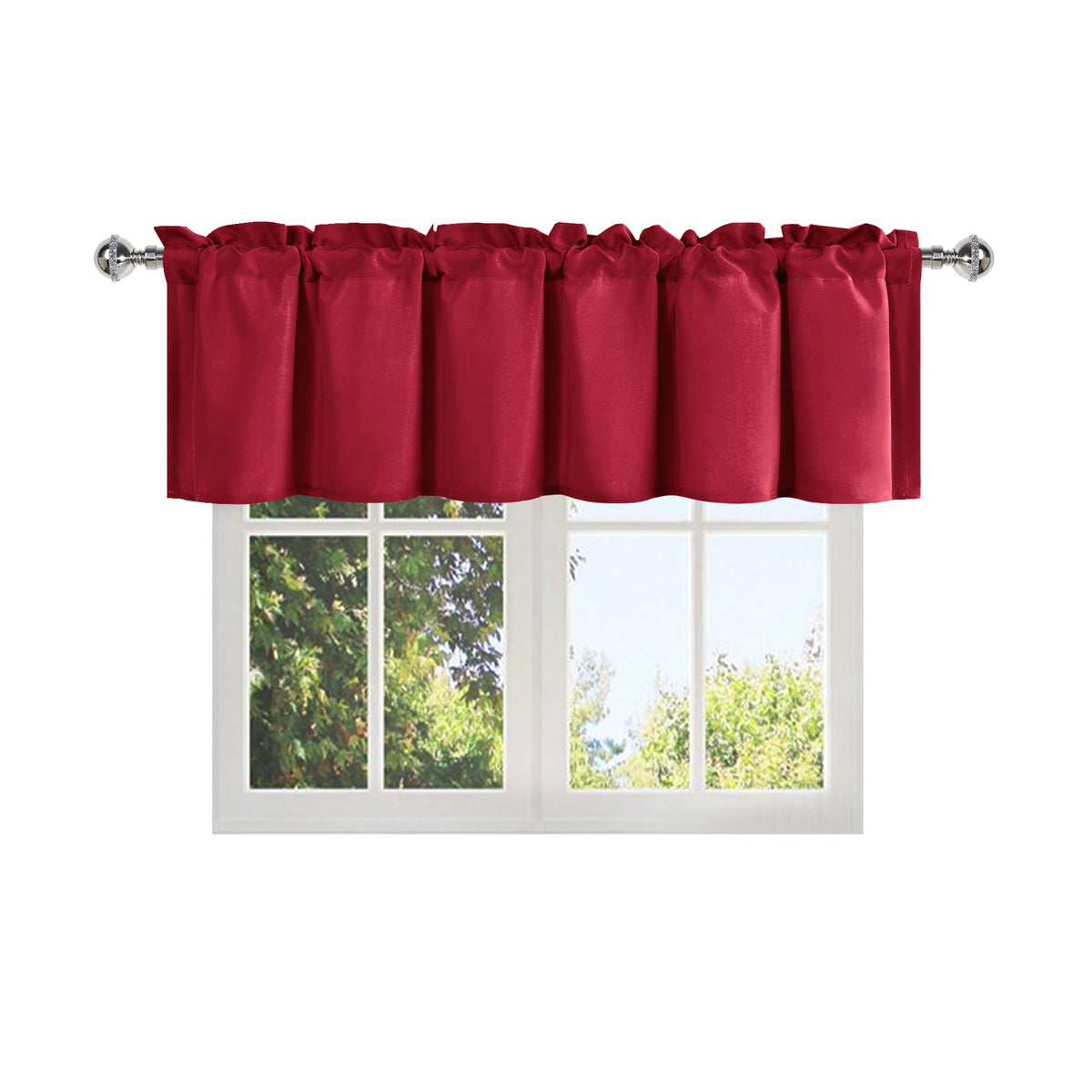 Dwcn Red Valance Curtains For Living Room, Kitchen Valance Solid Short Topper - Solid Rod Pocket Window Valance For Bathroom/Bas