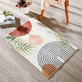RoomTalks Boho Cute Bathroom Rugs Bath Mat Non Slip Washable, Modern Abstract Geometric Shape with Tropical Leaves 2x3 Small Are