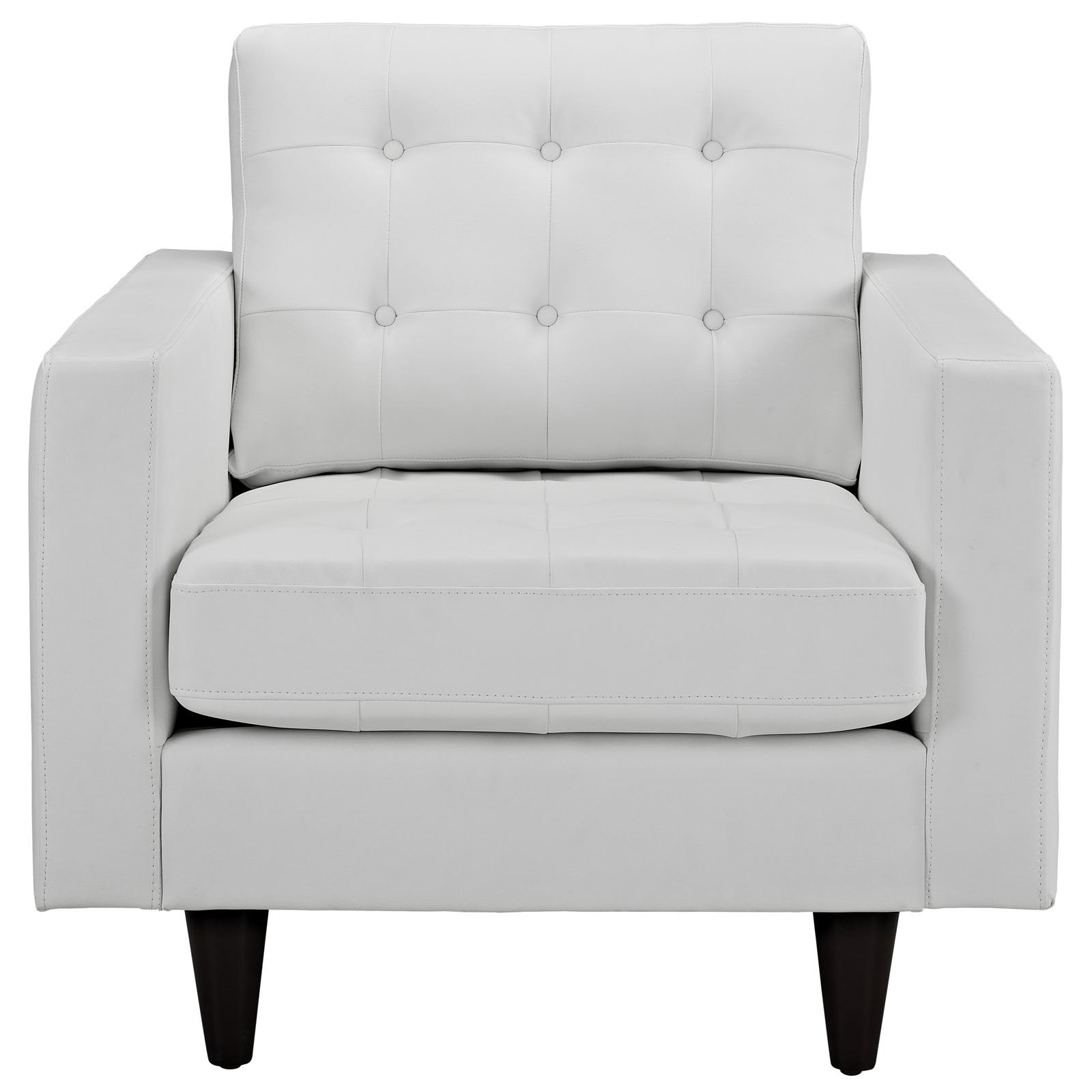 Modway Empress Mid-Century Modern Upholstered Leather Two Armchair Set White