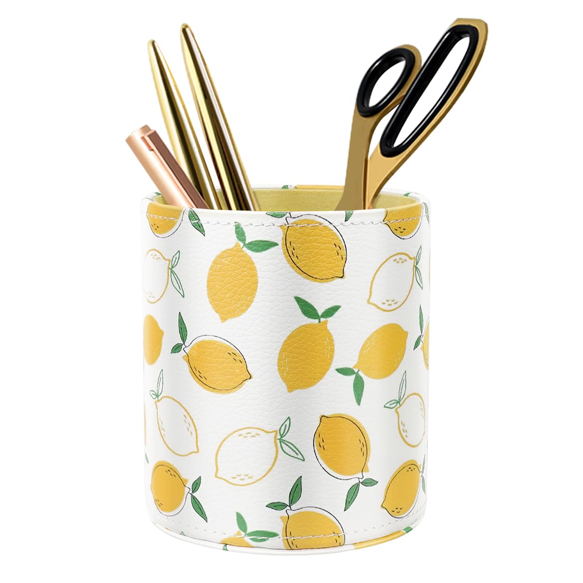 Waveyu Pen Holder, Leather Pencil Cup For Desk, Simple&Modern Style Makeup Organizer, Cute Multifunctional Office Supplies For H