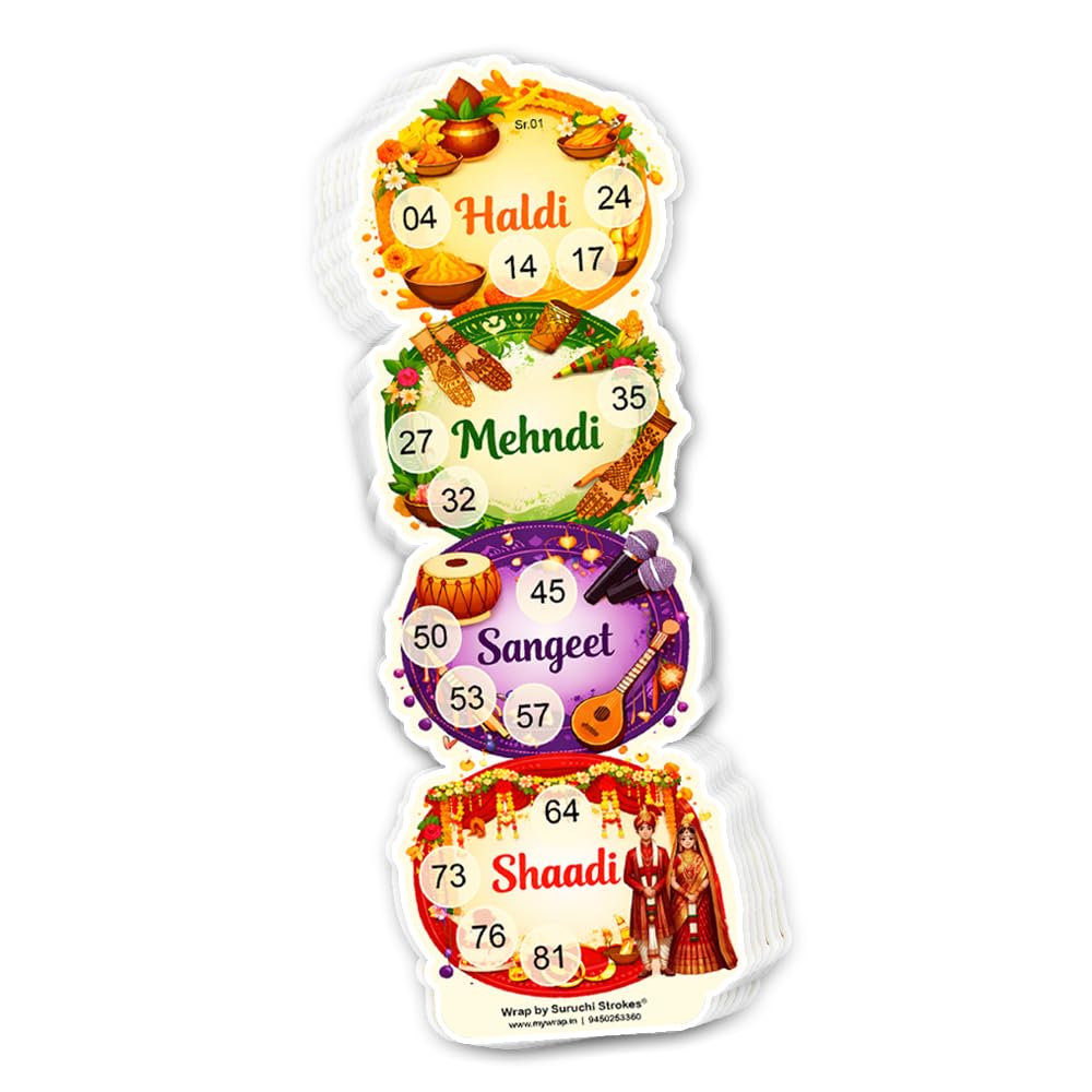 Suruchi Strokes Wedding Tambola Tickets |Shaadi Vivah Housie Game | Haldi | Mehendi | Sangeet (50 Tickets)