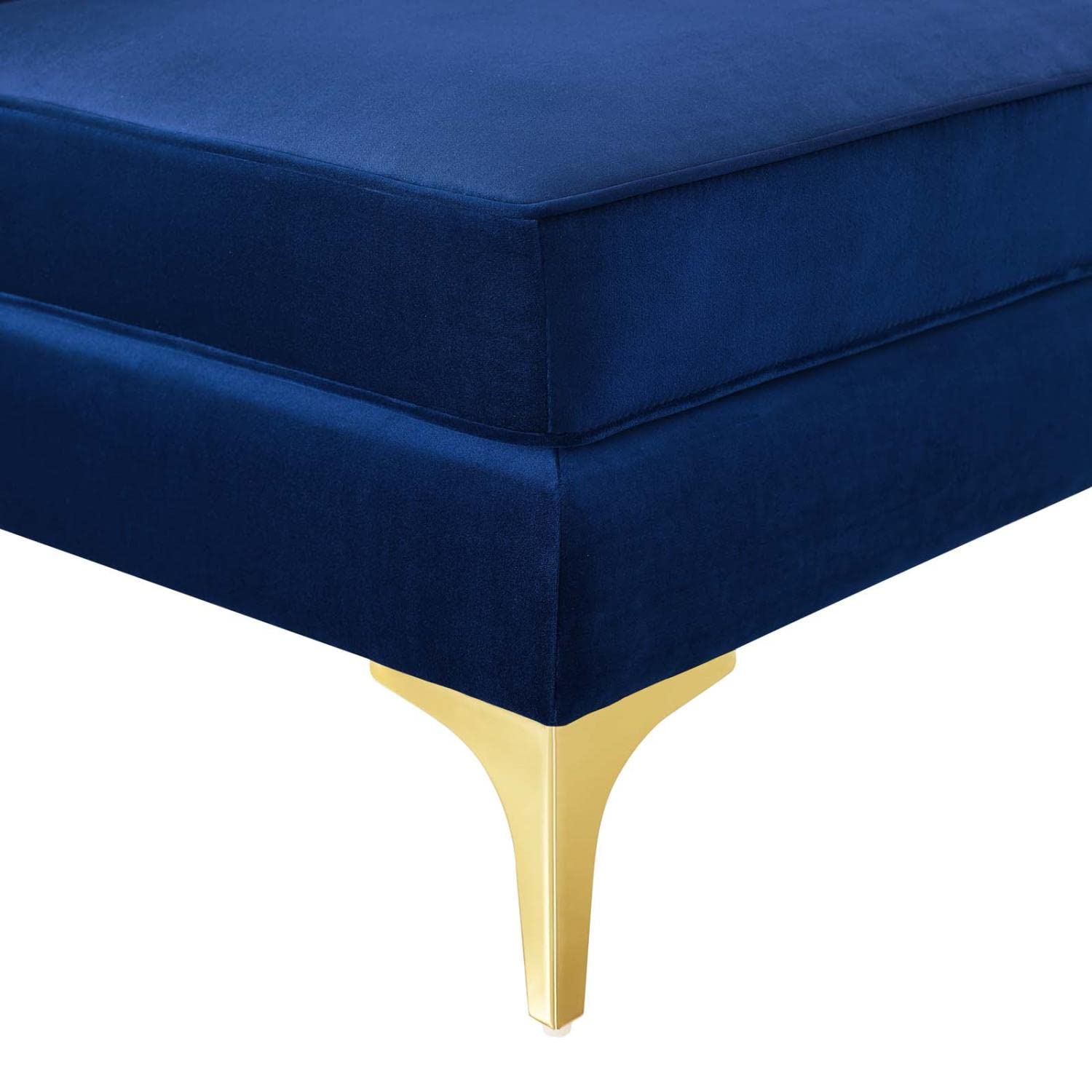 Modway Triumph Channel Tufted Performance Velvet Sectional Sofa Corner Chair, Navy, 31.5 X 31.5 X 30.5