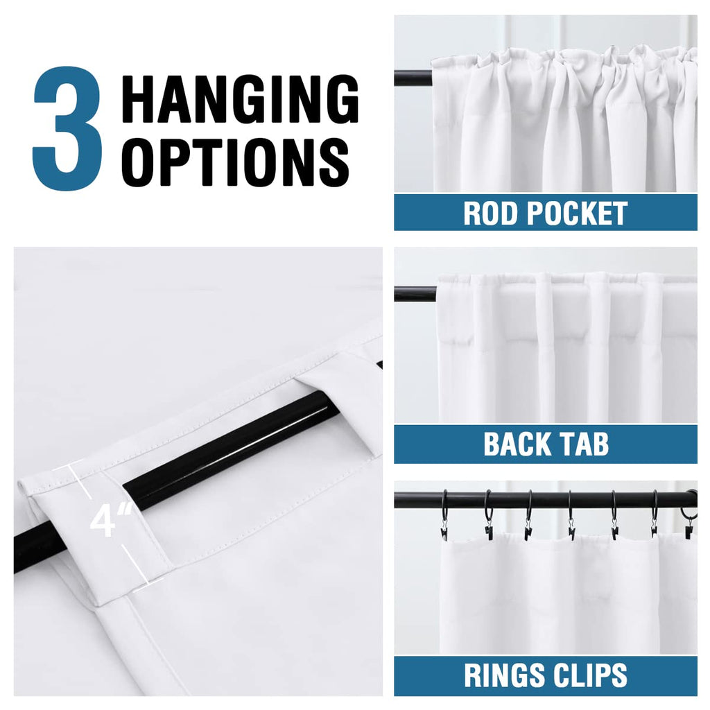 H.Versailtex White Curtains Thermal Insulated Window Treatment Panels Room Darkening Privacy Assured Drapes For Living Room Back Tab/Rod Pocket Bedroom Draperies, 42 X 84 Inch, 2 Panels