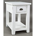 Jofran Artisan's Craft Farmhouse Solid Acacia Chairside End Table, 16''L x 24''W x 24''H, Weathered White,1744-7