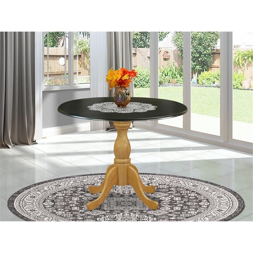 East West Furniture Dst-Bok-Tp Dublin Dining Room Table - A Round Kitchen Table Top With Dropleaf & Pedestal Base, 42X42 Inch, Multi-Color