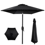 Best Choice Products 7.5Ft Heavy-Duty Round Outdoor Market Table Patio Umbrella W/Steel Pole, Push Button Tilt, Easy Crank Lift - Black