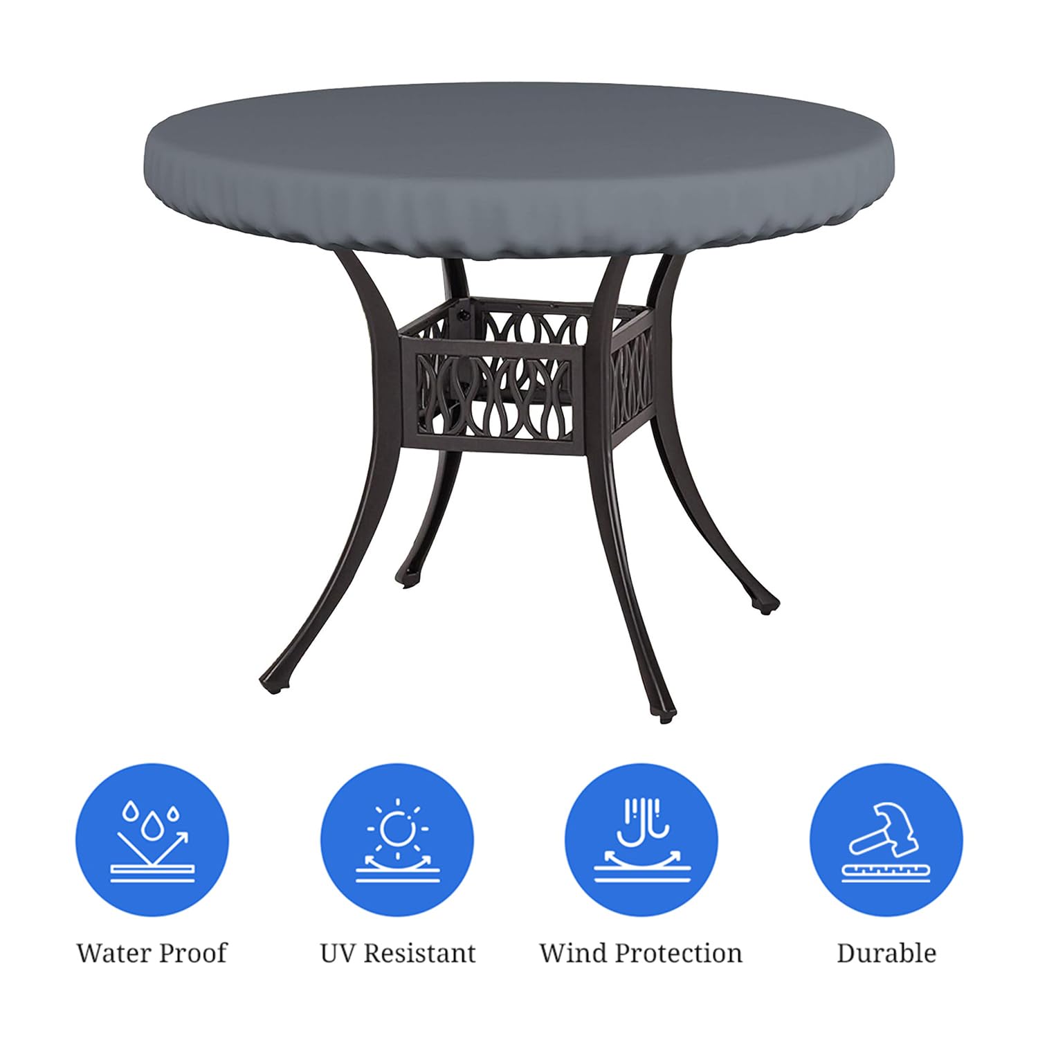 Covers & All Round Table Top Cover, 12 Oz Waterproof Uv & Weather Resistant Patio Table Cover, Outdoor Table Cover For Patio Outdoor Furniture & Coffee Table (41' Dia X 4' H Inches, Gray)