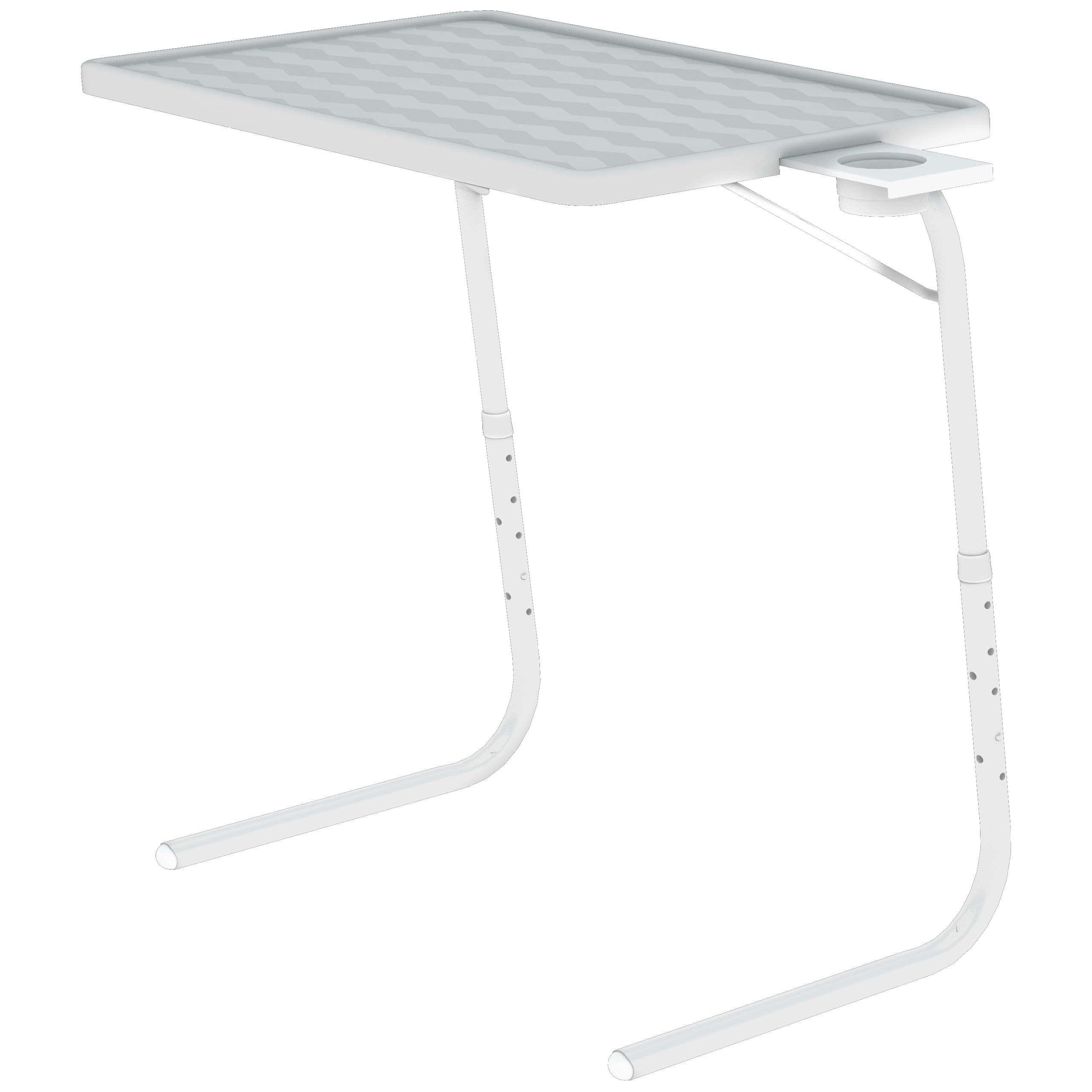 Table Mate Ii Tv Tray Table - Folding Tv Dinner Table, Couch Table Trays For Eating Snack Food, Stowaway Laptop Stand, Portable Bed Dinner Tray - Adjustable Tv Table With 3 Angles, Cup Holder, White
