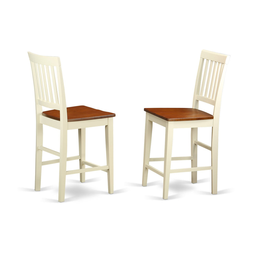 East West Furniture YAVN3-WHI-W 3 Piece Kitchen Counter Set for Small Spaces Contains a Rectangle Dining Table and 2 Dining Room Chairs, 30x48 Inch, Buttermilk & Cherry