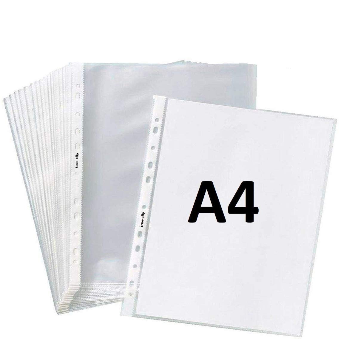 True-Ally Heavy Duty 50 Pcs 200 Micron Transparent Document Sleeves, Leaf Sheet Clear Certificates, Waterproof Sheet Protectors 