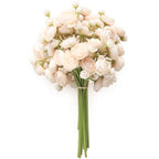 Floroom Ranunculus Artificial Flowers 18 Pcs Champagne Faux Silk Mini Ranunculus Bulk Fake Wedding Filler Flowers for DIY Cream 