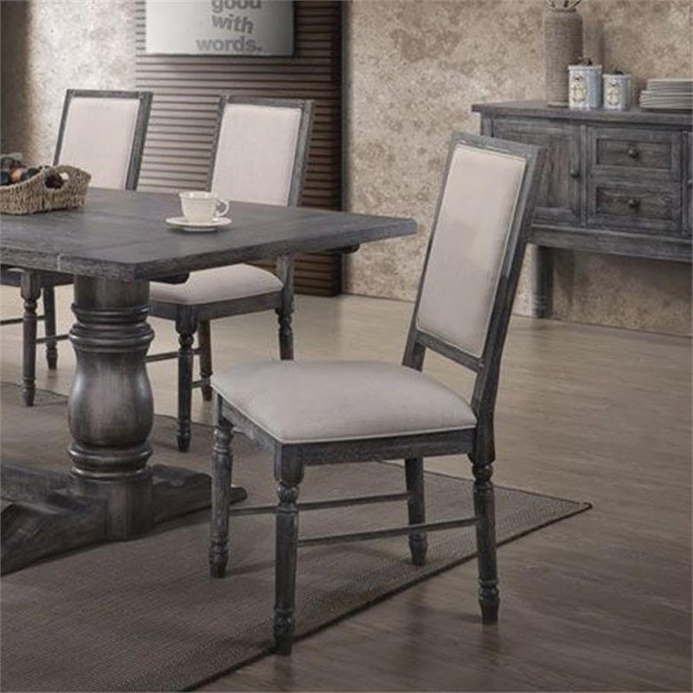 Acme Leventis Dining Side Chair in Cream and Weathered Gray