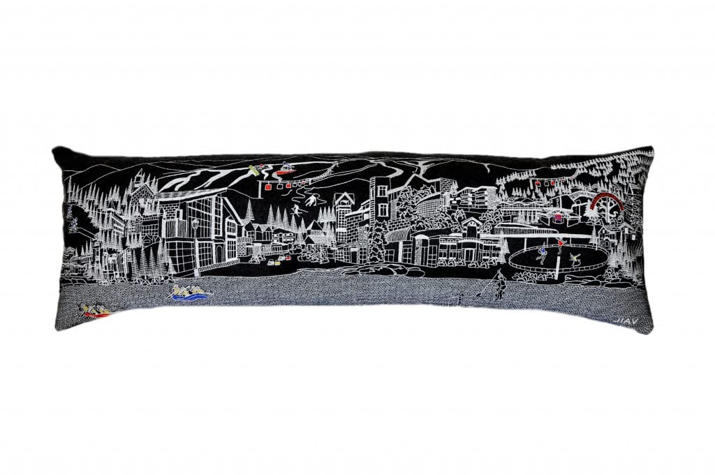 HomeRoots Grey 45' BlackVail Nighttime Skyline Lumbar Decorative Pillow