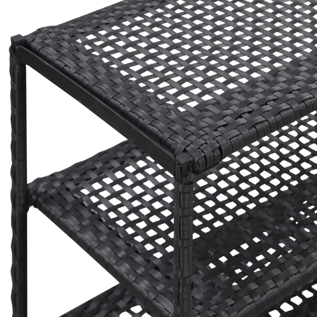 vidaXL Shoe Rack - Black, 19.7&quot;x11.8&quot;x47.2&quot;, Poly Rattan Material, Lightweight, Flexible & Durable, with 7 Shelves for Convenient & Organized Storage