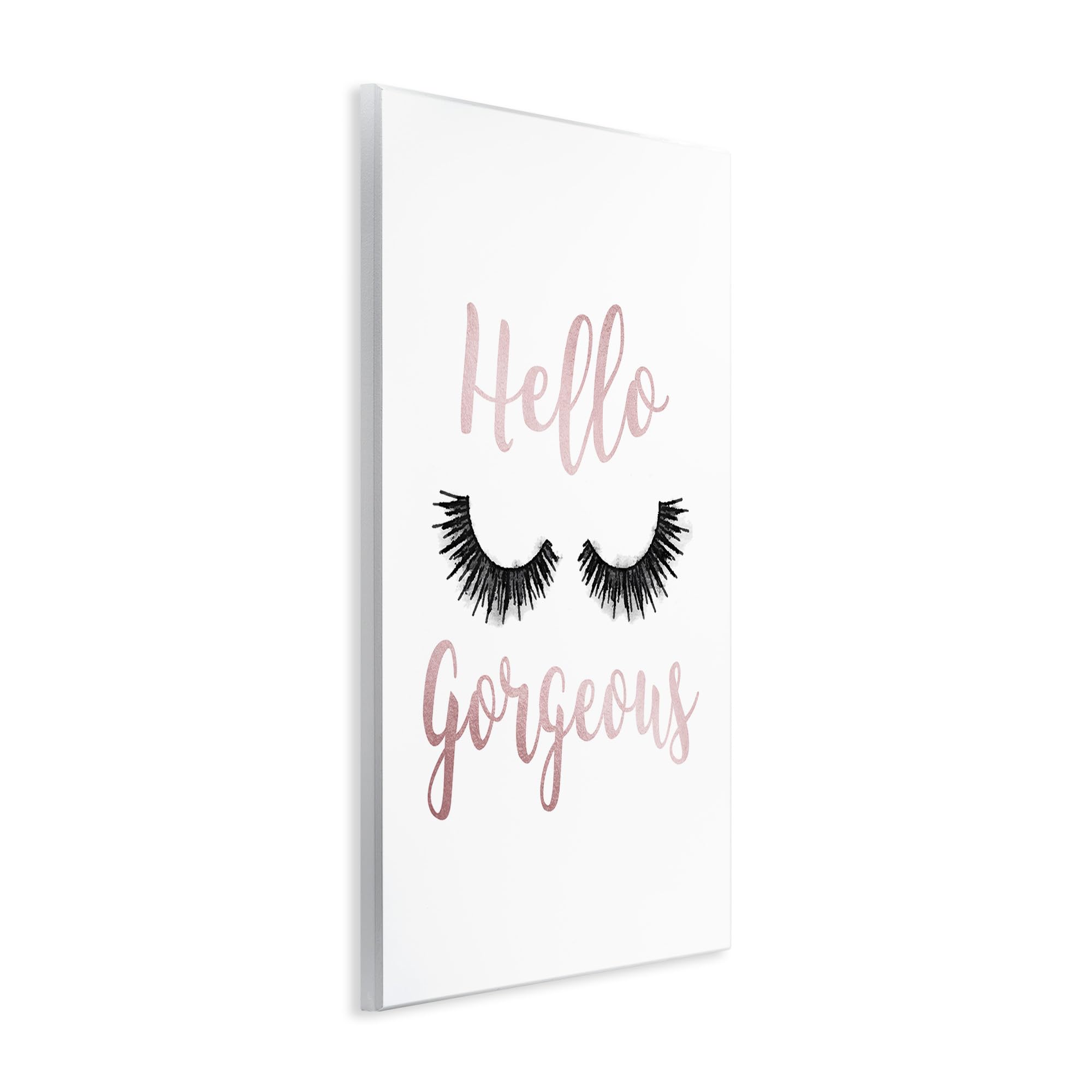 Stupell Industries Wall Plaque "Hello Gorgeous Black Eyelashes" Typography Art 10 x 15