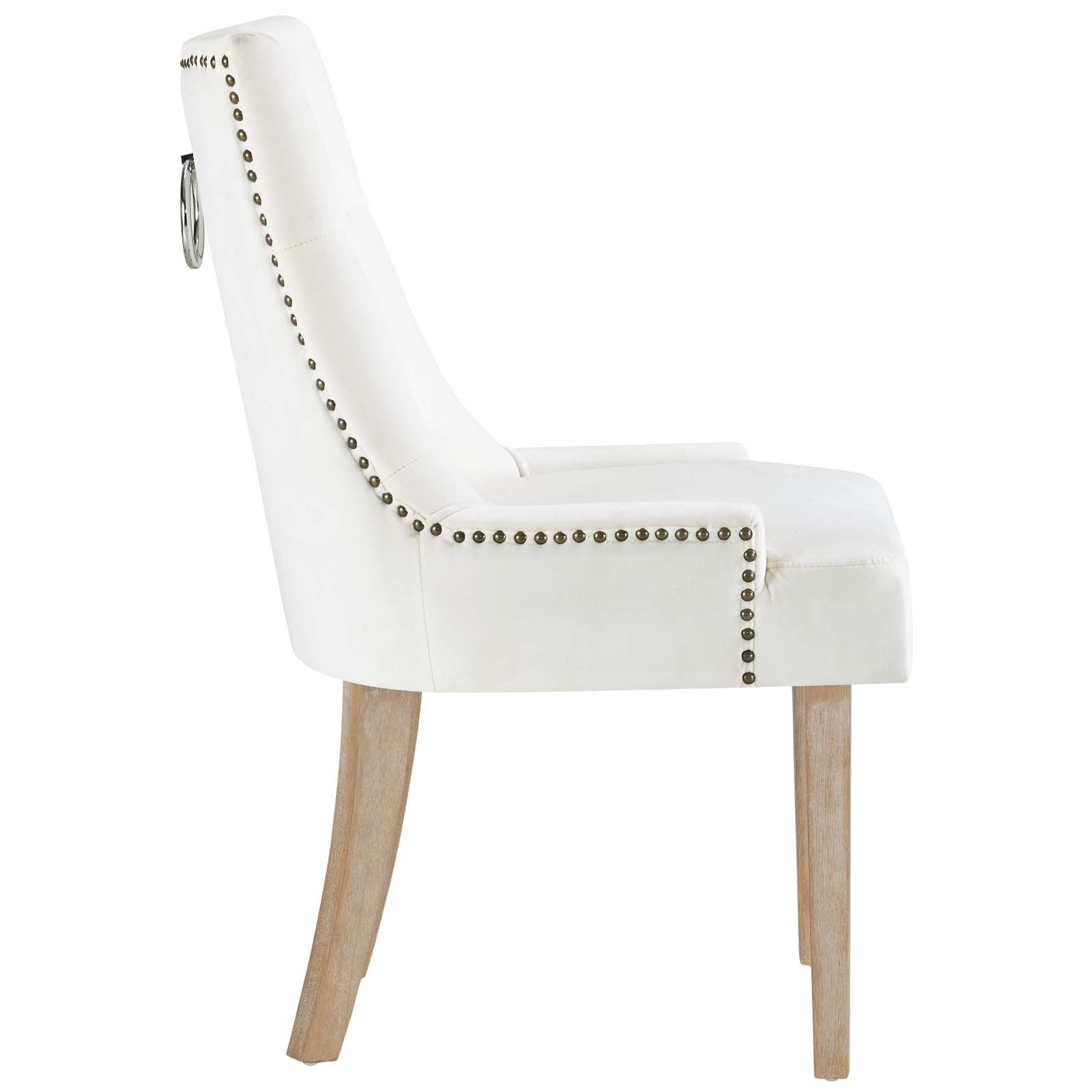 Modway Pose Tufted Performance Velvet Upholstered Dining Chair With Nailhead Trim In Ivory