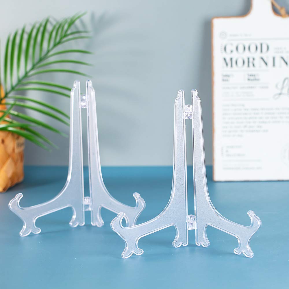 Artliving 9 Inch Clear Plastic Easels Or Stand/Plate Holders To Display Pictures Or Other Items At Weddings, Home Decoration, Bi