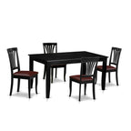 East West Furniture DUAV5-BLK-LC 5 Piece Dining Table Set for 4 Includes a Rectangle Kitchen Table and 4 Faux Leather Upholstered Dinette Chairs, 36x60 Inch, Black