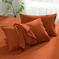 Aormenzy Microfiber Pillow Cases - Queen Size Set Of 2-1800 Thread Count Ultra Soft Rust Pillowcases - Wrinkle Resistant Pillow