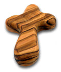 Small Olive Wood Cross | Fits Perfectly in the Palm of Your Hand | Keep it in Your Pocket or Purse | Makes a Great Baptism, Firs