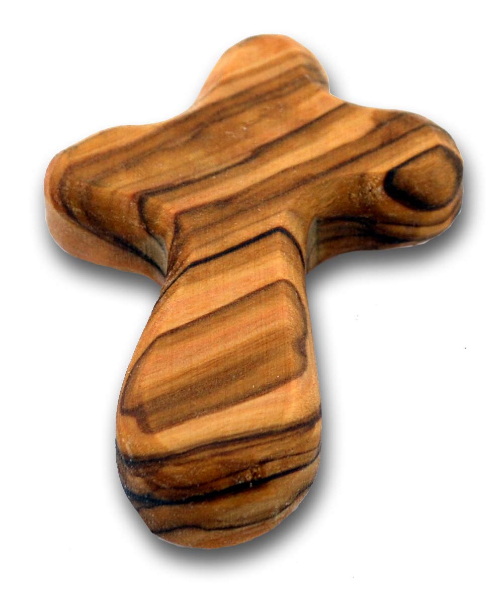Small Olive Wood Cross | Fits Perfectly in the Palm of Your Hand | Keep it in Your Pocket or Purse | Makes a Great Baptism, Firs