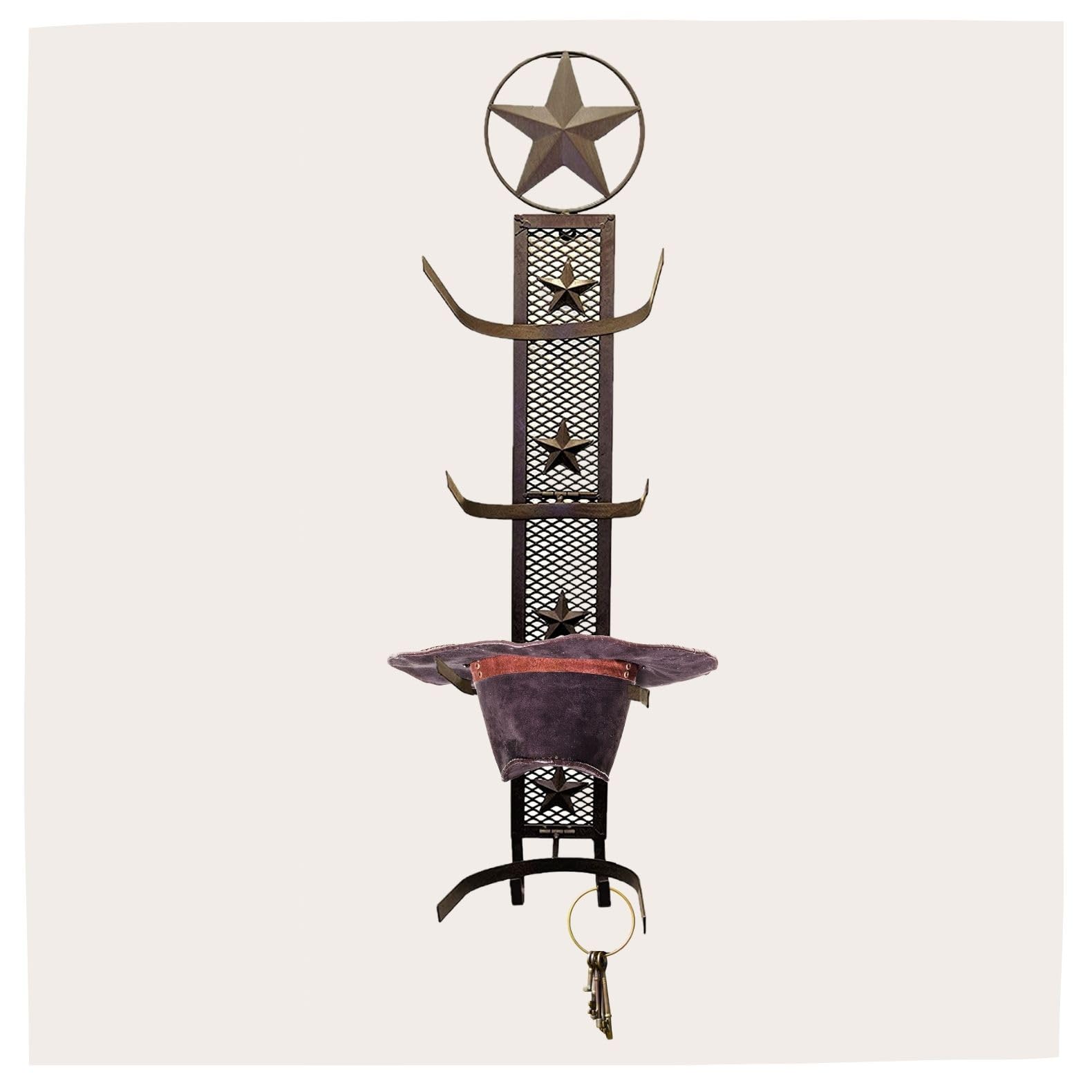 BestGiftEver Metal Star 4 Cowboy Hat Rack Fold-Up Wall Hanging Decoration Rustic Western Style - Rustic Metal Cowboy Hat Display