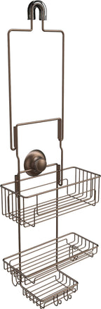Gecko-Loc Extra Long Adjustable Length Deep shelf over the showerhead hanging shower caddy organizer - bathroom caddies storage 