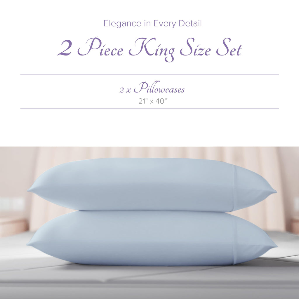 Carressa Linen 100% Egyptian Cotton Pillow Cases Set Of 2-600 Thread Count Sky Blue King Pillowcase For Sleeping, Soft, Silky Sa