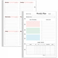 Weekly Planner Refills For 3 Or 7 Ring Mini Binders - 53 Sheets/106 Pages Undated Colorful Weekly Planner, 100 Gsm White Paper,