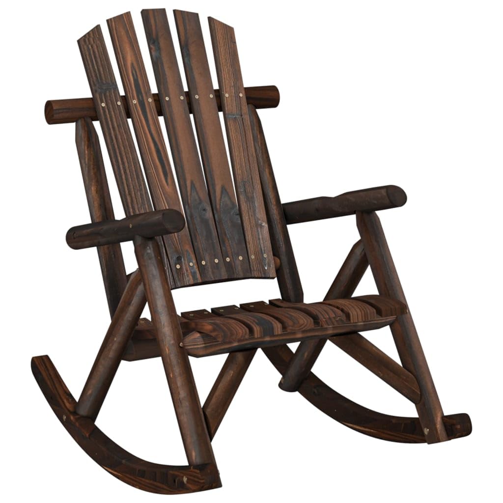 vidaXL Outdoor Patio Rocking Chair, Rustic Solid Wood Spruce, 27.2&quot;x37.8&quot;x39.8&quot;, Garden Seating with Comfortable Design, Durable & Stable, Brown Dark Finish, Assembly Required